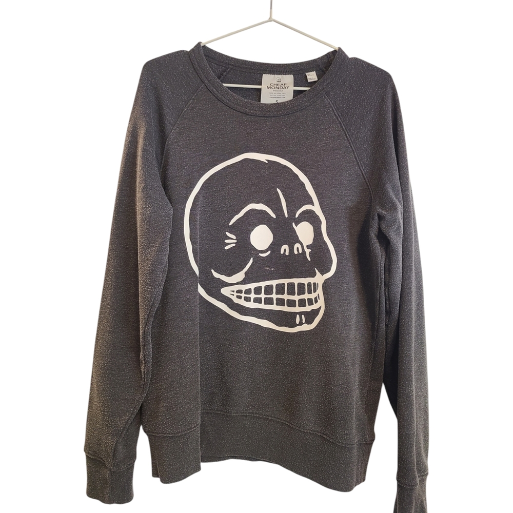 Cheap Monday Men's Sweater with Skull Logo Graphic (S)